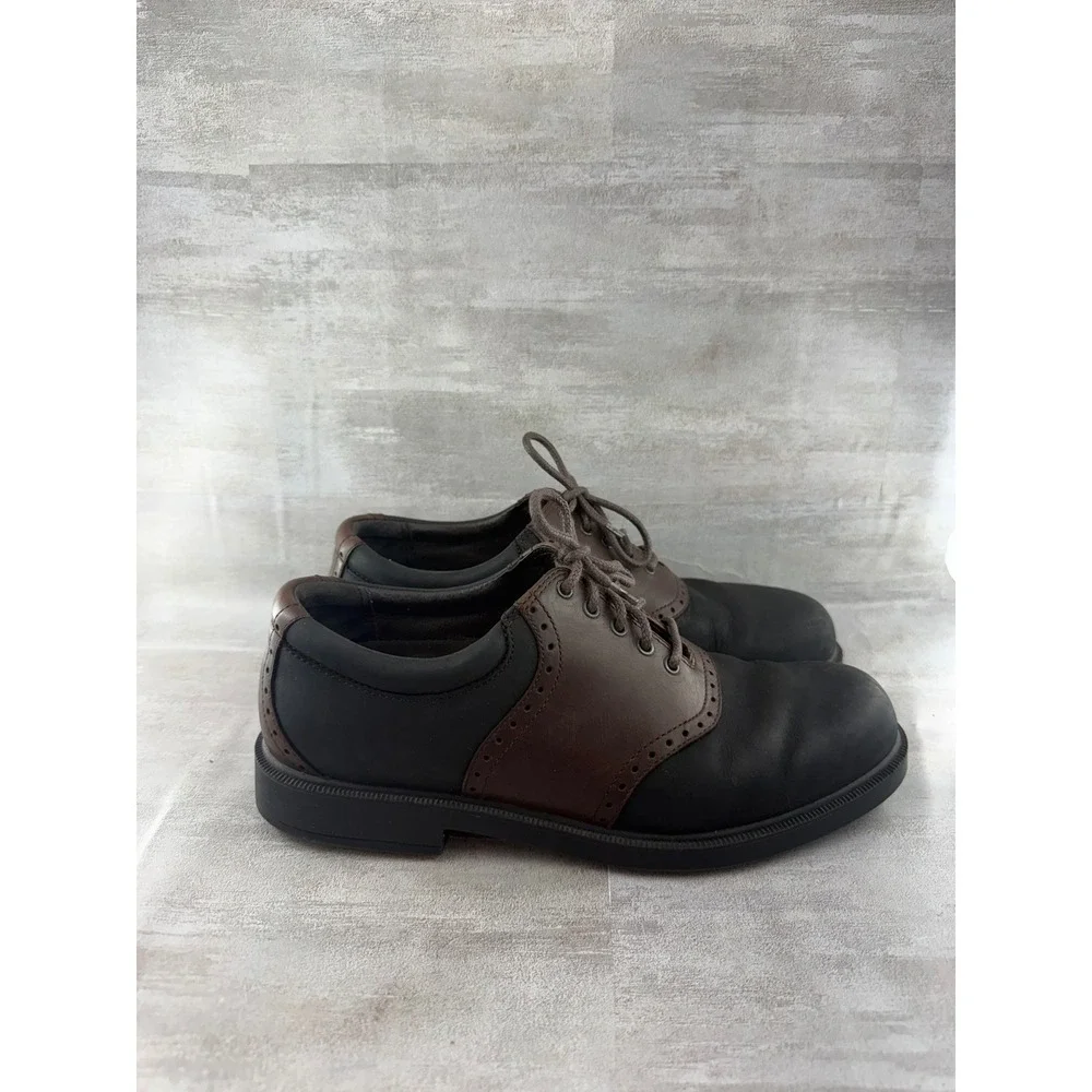 Rockport Men M9496 Leather Saddle Shoes Black Brown Oxford Sz 8.5 M